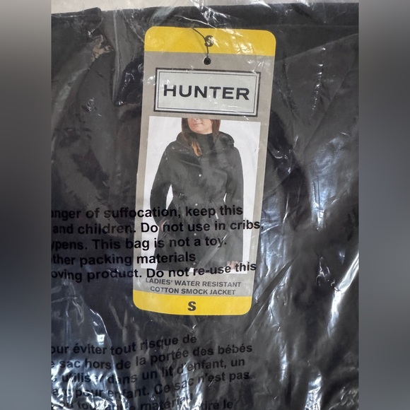Hunter Water Resistant Cotton Smock Jacket Black Small NWT Hooded Utility Coat - Picture 2 of 6